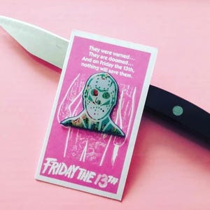 Floral Jason Friday the 13th Girlie Funny Enamel Lapel Pin