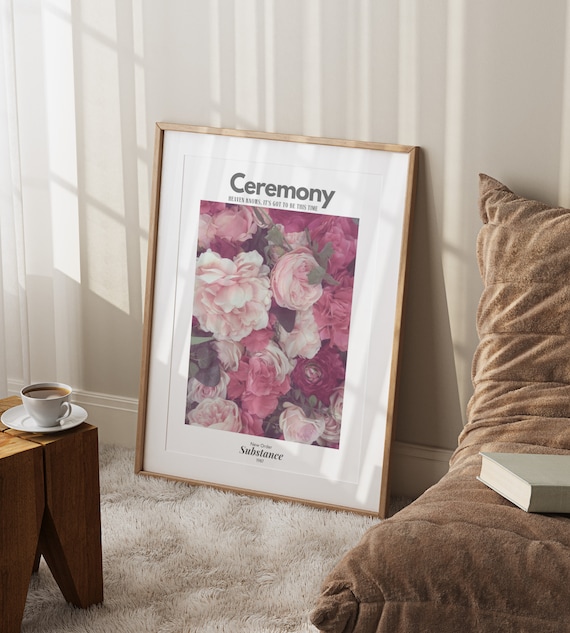 Order Ceremony Music Band Poster Retro Print Floral Lyrics 80s New Wave Retro Aesthetic Decor Minimalist Digital Printable