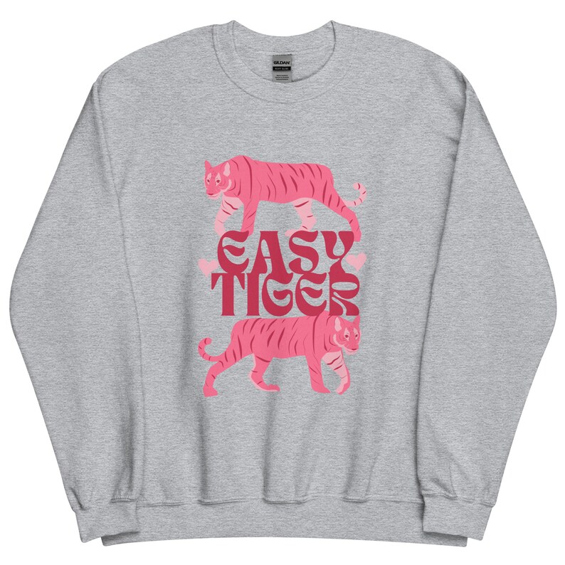 Easy Tiger Retro Sweatshirt: 70er Jahre Boho Meme Unisex Fit Sport Grey