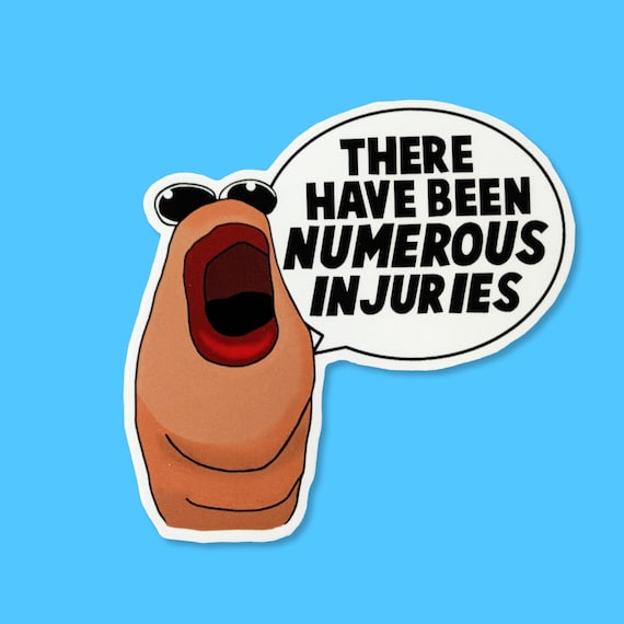 Marcus the Worm Sticker | Numerous Injuries | Funny Meme Worm Vinyl Decals | Laptop, Car, Water bottle, Journal Sticker