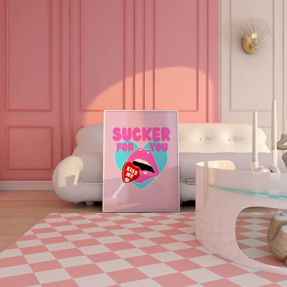 Sucker For You 90s Pop Art Valentine's Day Pastel Poster