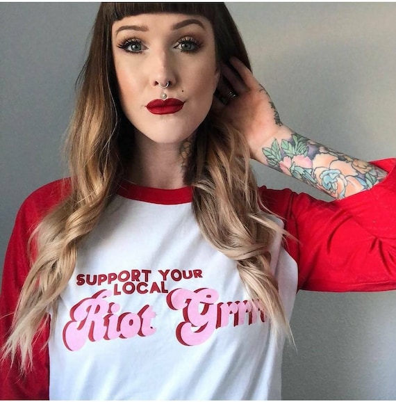 Support Your Local Riot Grrrl Unisex Baseball 3/4 sleeve raglan shirt