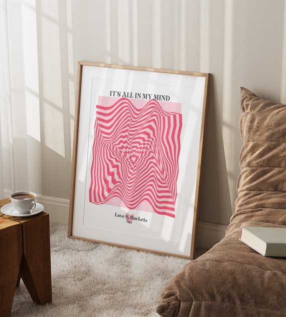 Love & Rckts All In My Mind Music Band Poster Retro Print 80s Trippy Psychedelic Aesthetic Decor Minimalist Digital Printable