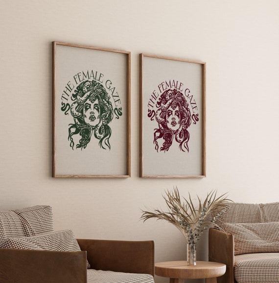 Instant Download The Female Gaze Medusa Greek Goddess Feminism Athena Artemis Aesthetic Boho Decor Digital Pop Art 2 Printables