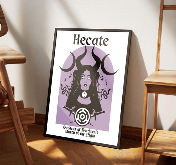 Hecate Goddess Witchcraft Queen Night Mother Altar Crone Moon Crossroads Divine Feminine Rage Feminist Digital Art Download Printable