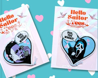 Boo You Whore Car Decor: Michael Horror, Mean Girls Parody, Air Freshener, cute movie kawaii 80s Slasher Halloween