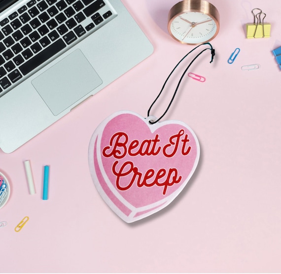 Beat It Creep Pink and Red Heart Funny Air Freshener