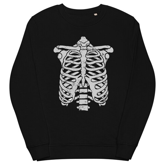 Skeleton Bones Rib Cage Halloween Spooky Goth Girl Cute Unisex organic sweatshirt