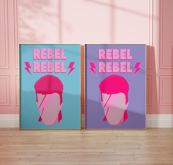 Ziggy Bowie Pop Art Prints: Rebel Rebel Lightning Bolt (Digital Download 8x10 & 11x14