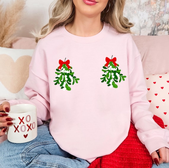 Mistletoe Pasties, Holiday, Ugly Sweater, Christmas, Boobs Funny Unisex Sweatshirt