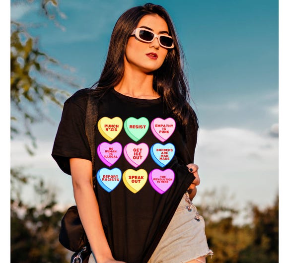 Ice Out Political Conversational Hearts | Proceeds go to charity | Empathy Punk | Speak Up Short-Sleeve Unisex T-Shirt