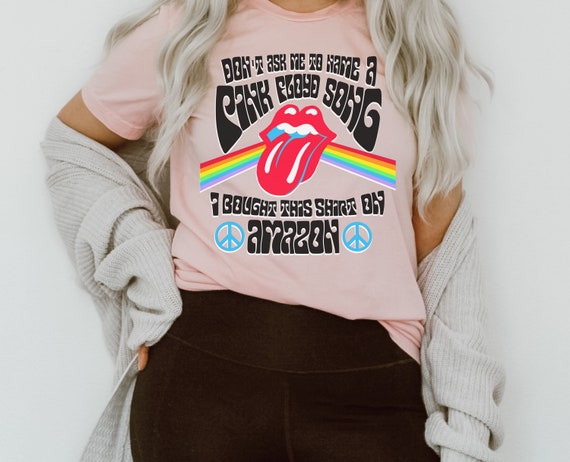 Name 3 Songs Pink Stones Funny Meme Def Rock Metal Rainbow Lips Peace Band Tee Parody Short-Sleeve Unisex T-Shirt
