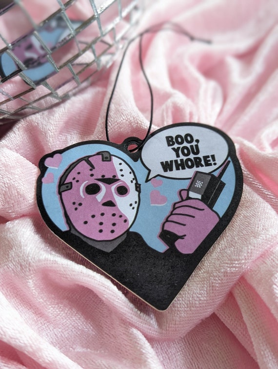 Boo You Whore Jason Vorhees Horror Mean Girls Parody Air Freshener funny cute 80's Slasher movie