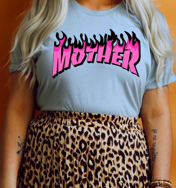 Mother's Day Skateboard, Mom Y2K Parody, Flames, 90s Unisex t-shirt