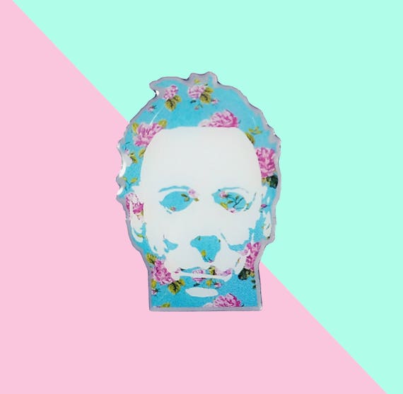 Floral Michael Myers Halloween Enamel Lapel Pin Horror