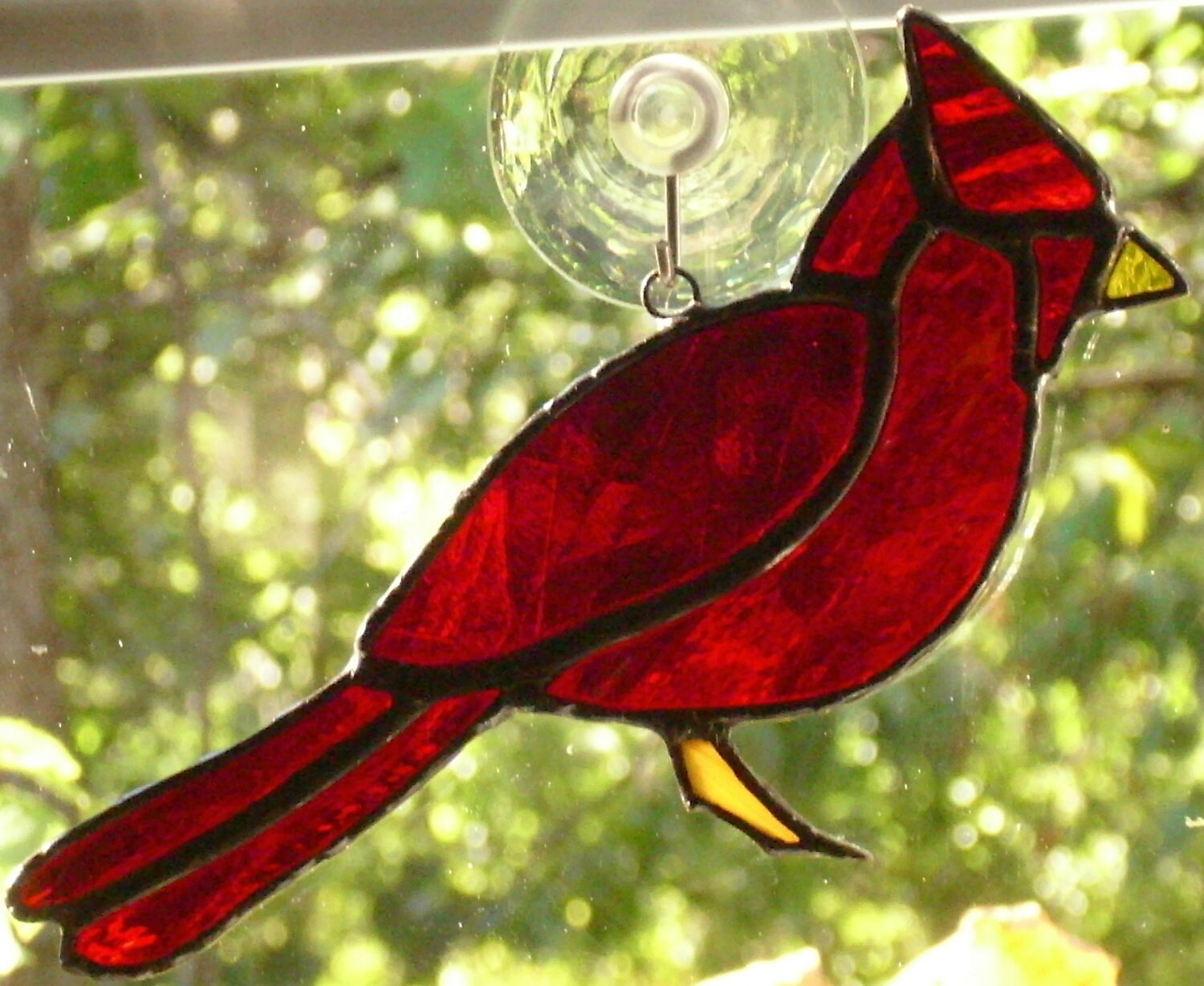 Stained Glass Red Cardinal Suncatcher Etsy