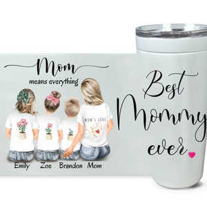 Cadeau personnalisé pour la fête des mères, cadeau mère-fille, gobelet familial, tasse de voyage mère de fils, cadeau d’anniversaire de maman, cadeau pour maman, grand-mère