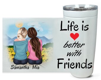 Custom Friends Tumbler, Life Is Better With Friends, Personalized Best Friend Gift, Long Distance Mug, Best Friend Birthday, BFF Gift