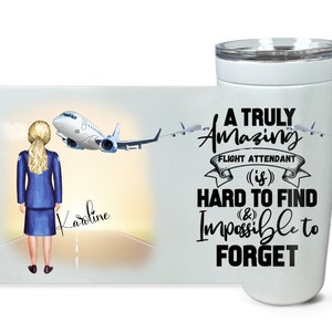 Auxiliar de vuelo, Regalo de auxiliar de vuelo, Vaso personalizado, Asistente de aerolínea, Regalo de tripulación de vuelo, Asistente de cabina, Regalo para tripulación de vuelo