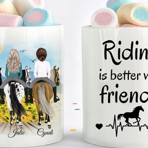 Personalized Horse Riding Mug, Horse Lovers Custom Mug, Gift For Horse Lovers, Cowgirls, Best Friends, Horse Friendship, Horse Friends Gift
