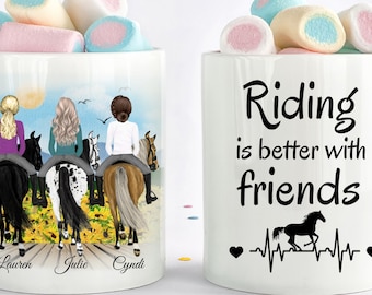 Personalized Horse Riding Mug, Horse Lovers Custom Mug, Gift For Horse Lovers, Cowgirls, Best Friends, Horse Friendship, Horse Friends Gift