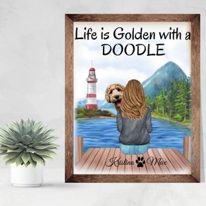 Golden Doodle Dog, Doodle Mom Wall Art, Dog Poster, Golden Doodle Art, Goldendoodle Home Decor, Doodle Portrait, Doodle Mother Gift