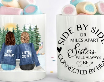 Taza de hermanas personalizadas, Mejor regalo de hermana, Regalo de mudanza de hermana, Regalo de Soul Sisters, regalo para mejores amigos, regalo de cumpleaños de hermanas, larga distancia
