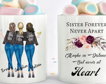 Custom Sisters Mug, Best Sister Gift, Sister Moving Gift, Soul Sisters Gift, Gift For Best Friends ,Sisters Birthday Gift, Long Distance