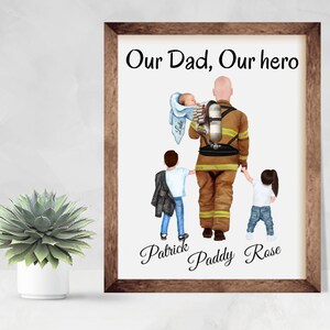 Firefighter Fathers Day Gift, Firefighter and daughter, EMT Firefighter print wall, Firefighter Dad, Dad Gift from Kids, Dad Gift From Wife