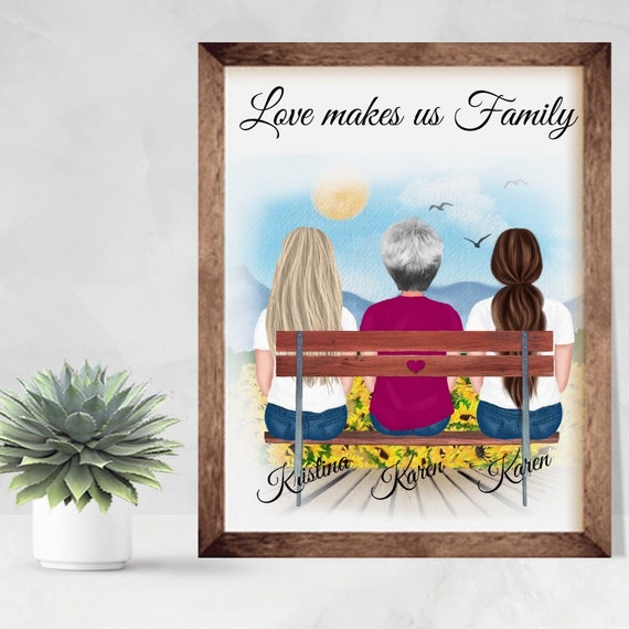 Custom Portrait Print/ Changeable Quote Details about   Personalised Mother and Daughter Print 