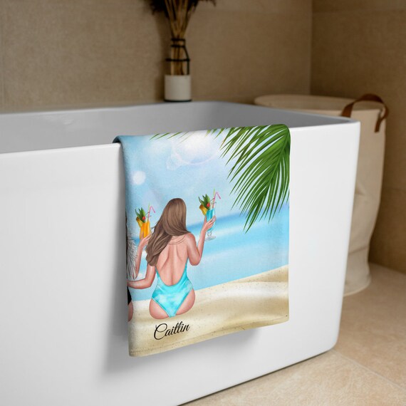 4 Pack Girls Trip Gift Beach Towels - Oversized 32x71 Inch Microfiber, Quick-Dry & Sand-Proof For Pool, Travel