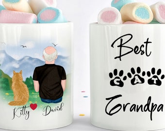 Custom  Cat Grandpa Mug, Cat Grandfather Gift, Cat Dad Gift, Cat Lover Gift, Cat Mug, Cat Mom, Cat Coffee Mug, Gifts For Cat Lovers