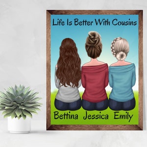 Cousins Gift, Personalized Cousins Wall Art, Cousin Gift Idea, Family Print, Cousin Birthday Gift,Friendship Print, Best Friend Gift