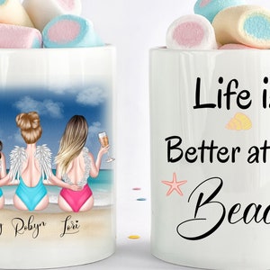 Life Is Better At The Beach Gift, Custom Best Friend Mug, Personalized Friend Gift, Long Distance Gift, Best Friend Mug, Friendship Gift