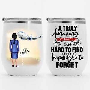 Custom Flight Attendant Wine Tumbler , Flight Attendant Gift - Flight Attendant Christmas Gift - Cute New Flight Attendant Coffee Mug