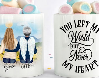 Regalo de Angel Wings, Taza conmemorativa personalizada, Forever In My Heart, Regalos conmemorativos de best friends, Regalo conmemorativo de la madre, Regalo de pérdida, Regalo de hermana