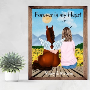 Pferde Verlust Geschenk, Personalisiertes Pferd Erinnerung Wandkunst, Pferd Erinnerung Geschenk, Trauer Geschenk, Pferd Sympathie Geschenk, Ungerahmt Wand druck,