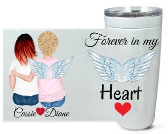 Memorial Family Tumbler, Memorial Gift, Forever In My Heart, Personalized Mother Gift, Mother Memorial, Angel Wings Gift, Loss Gifts
