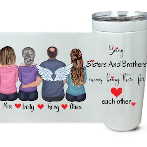Custom Family Gift, Family Portrait Tumbler, Travel Mug, Personalized Sibling Mug, Gift For Siblings, Family Mug, Brother And Sisters Gift
