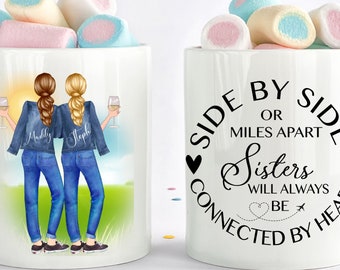 Taza de hermanas, Mejor regalo de hermana, Regalo de mudanza de hermana, Regalo de Soul Sisters, Regalo para mejores amigas, Regalo de cumpleaños de hermanas, Regalo de larga distancia