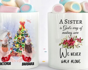 Taza de Hermanas de Navidad, Mejor Regalo de Hermana, Regalo de Mudanza de Hermana, Regalo de Hermanas del Alma, Regalo para Mejores Amigos, Regalo de Cumpleaños de Hermanas, Larga Distancia