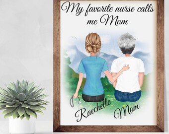 Nurse Mom Wall Art, Nurse Mother Gift, Nurse Gifts, Personalized Nurse Print, Nurse Wall Print, Rn Gift, Nursing Student Gifts, Coworker