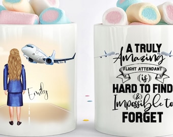 Personalized Flight Attendant Mug For Women - Flight Attendant Gift - Flight Attendant Christmas Gift - Cute New Flight Attendant Coffee Mug