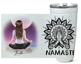 Namaste Gift, Yoga Tumbler,  Gift For Yoga Lover,  Namaste Lotus Flower Gift, Yoga Instructor Gift, Yoga Teacher Gift, Yoga Mug, Mature