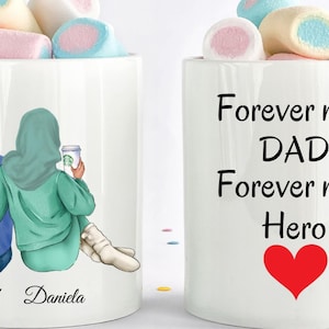 Fathers Day Gift, Personalized Father And Daughter Gift With Hijab, Muslim Family Mug, Islamic Daddy Art, Birthday Gift For Dad, Grandfather