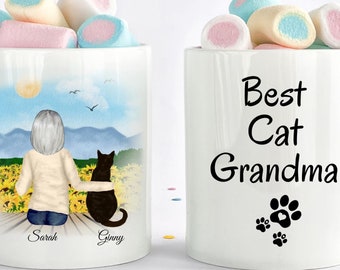 Custom Cat Grandma Mug, Cat Grandmother Mug, Cat Mom Gift, Cat Lover Gift, Cat Mom, Cat Coffee Mug, Gifts For Cat Lovers, Grandmother Gift