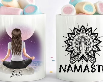 Namaste Mug, Yoga Mug, Namaste Gift, Yoga Teacher Gift, Yoga Coffee Mug, Meditation Gift, Lotus Gift Mug, Yoga Studio Decor, Namaste Decor