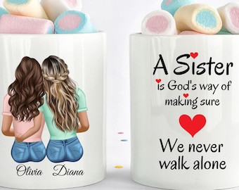 Regalo para hermanos, Taza personalizada para hermanas, Regalo para hermanas, Regalo para familias, Taza para mudarse de hermana, Regalo para hermanas a larga distancia, Regalos de cumpleaños para hermanas,