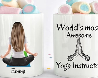 Migliore tazza per istruttori di yoga, nuova tazza per insegnanti di yoga, regalo per istruttore di yoga personalizzato, apprezzamento per istruttore di yoga, regalo di laurea per insegnante di yoga