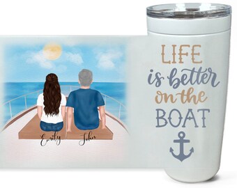 gepersonaliseerde paar cadeau, aangepaste boot liefhebbers cadeau, boot kapitein, boot cadeau voor mannen, boot tumbler, grappig varen mok, grappige boot cadeau